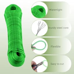 Waslijn 30 m met stalen kern en 2 spanners - Extra sterk voor balkon en tuin - Draagvermogen 120 kg — thumbnail 3