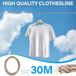 Wäscheleine 30 Meter Extra Stark mit Stahlkern – Flexible und Reißfeste Wäscheleine für Garten, Camping und Outdoor — thumbnail 2