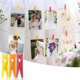 Allecto plus - Mini-houten knijpers (168 stuks) voor bruiloft en fotowand met jute koord - DIY display feest (Kleur) — thumbnail 3