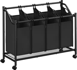 Wassorteerder met 4 zakken - Kledingorganisator - Afneembare zakken - Zware constructie - 105 cm x 38,5 cm x 81 cm — thumbnail 1