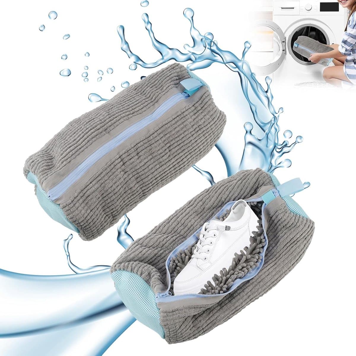 Goodivery ® Zachte Waszakken voor Schoenen, Set van 2, Beschermende Wasnetten met Rits voor Sportschoenen en Sokken — afbeelding 1