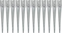 vidaXL - Grondpinnen - 12 - st - 10x10x76 - cm - gegalvaniseerd - staal - zilverkleurig — thumbnail 1