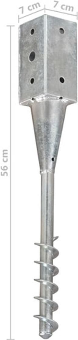 vidaXL - Grondpinnen - 2 - st - 7x7x56 - cm - gegalvaniseerd - staal - zilverkleurig — thumbnail 2