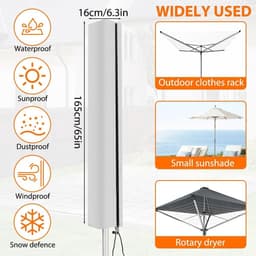 Rotating Clothesline Waterdichte Bescherming, 420D Sterk Oxford Stof, Met Rits en Trekkoord voor Buitengebruik, Ideaal voor Tuin en Kledinglijn — thumbnail 5