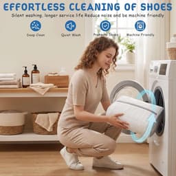 Schoenwaszak voor wasmachine 15 inch - vergrote maat - wit tweezonendesign - 360°-reiniging - ShopVlot — thumbnail 2