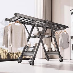 Floor Drying Rack Aluminum Alloy Foldable Household Drying Rack Indoor and Outdoor Balcony Drying Blanket Drying Pile - ShopVlot — thumbnail 1