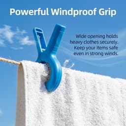 Wasknijpers stormbestendig - grote klemmen voor windbescherming - antislip en sterke grip - set van 8 - ShopVlot — thumbnail 3