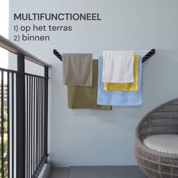 Wanddroogrek - Waslijn Uittrekbaar - Kleding Drogen - Ruimtebesparend Ontwerp - Bijna 4 Meter - Zwart — thumbnail 2