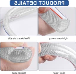 Gevlochten hogedrukslang van PVC, flexibel en transparant, ideaal voor water, gas en olie, 25 x 32 mm, 3/6/10 meter — thumbnail 4