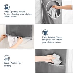 SnelShoppen - 2 Stuks Hangende Waszakken, Wascollector met RVS Deurhaken en Zuignappen, Duurzaam Oxford Doek, Lichtgewicht, Perfect voor Thuis, Campin — thumbnail 5