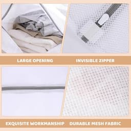 Set van 2 Waszakken voor Kleding, Geschikt voor Shirts, Sweaters en Beddengoed, 60 x 80 cm, Herbruikbare Wasnetten met Rits voor de Wasmachine — thumbnail 2