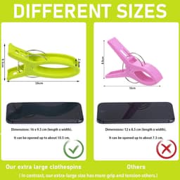 10 stuks extra grote strandhanddoekclips badhanddoekharingen sterke winddichte strandhanddoekharingen met heldere kleur kunststof wasknijpers clips voor ligbedden, ligstoelen, zwembadstoelen, wasgoed en meer — thumbnail 4
