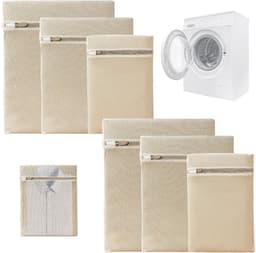 6 stuks premium waszakken van katoen met ritssluiting zonder microplastic, wasnet, waszak voor de wasmachine, reisorganizer, voor vuile was — thumbnail 1