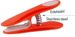 96 wasknijpers, wasknijpers met drukveren van roestvrij staal en soft touch oranje-wit en 1 bellaCott wasknijperzak, luipaardbruin — thumbnail 2
