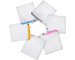 Set van 6 kleine wasnetten met ritssluiting voor fijnwasgoed, ondergoed en sokken - 10 x 10 cm met honingraatstructuur