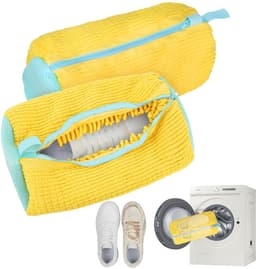 2 stuks schoenwaszakken, wasmachine, multifunctionele beschermende sneakers, waszak, herbruikbare waszak, schoenen voor alle soorten schoenen en maten (geel) — thumbnail 1