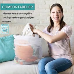 Wäschesäcke Set - XXL Wäschenetz Kordelzug - 2 Stuks 60x90 cm - Duurzaam Polyester Mesh - Voor Wasmachine Reizen Opbergen - Wit — thumbnail 3