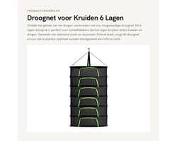 Dailygoods- Droognet 6 Lagen - Kruiden Drogen - Opvouwbaar Gaas - Ademend Mesh - Inclusief Haak - Duurzaam Oxford-doek - Kruidendroogrek