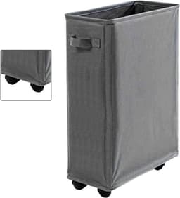 Wasmand met Handvatten - 4 Wielen - Stevige 600D Oxford Stof - Organiser Tas voor Diverse Items in Huis en Kantoor - Donkergrijs — thumbnail 4