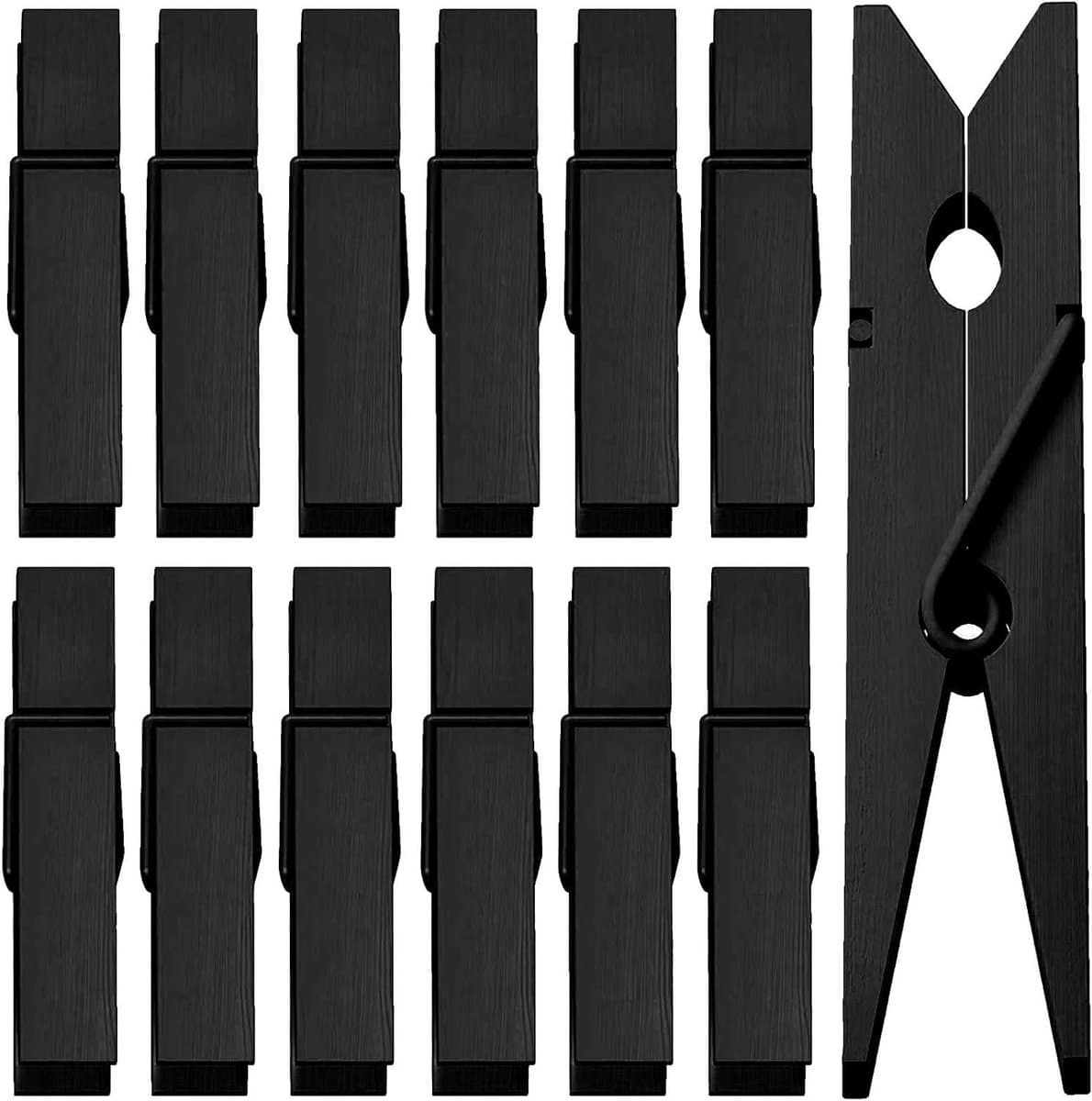 Houten Wasknijpers - Kledingknijpers Clips - Foto's Ophangen - Natuurlijk Hout - 7 cm - Zwart — afbeelding 1