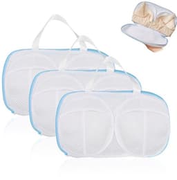 3 stuks wasnetten voor wasmachine, beha-bescherming voor wasmachine met ritssluiting, herbruikbaar, voor het reinigen, onderhouden en beschermen van beha's — thumbnail 1