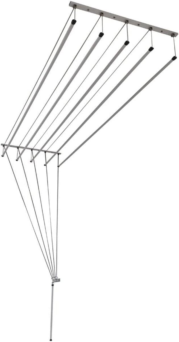 Droogrek Plafond - Waskrek Klimop - Kleding Drogen - Gecoat Staal - 200 cm - Wit — afbeelding 1