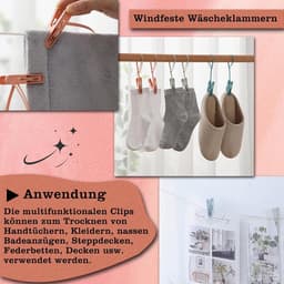 Wasknijpers Set - Kledingklemmen Handdoek - Kleding Drogen - Windbestendig Antislip - 24 stuks - Multicolor — thumbnail 5