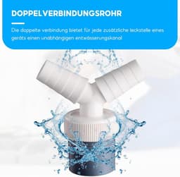 SnelShoppen - Afvoeraansluitset Wasmachine, 3 Stuks Afvoer Y-Adapter, Dubbele Aansluiting voor Vaatwasser, Droger, Wasmachine van Duurzaam Kunststof — thumbnail 3