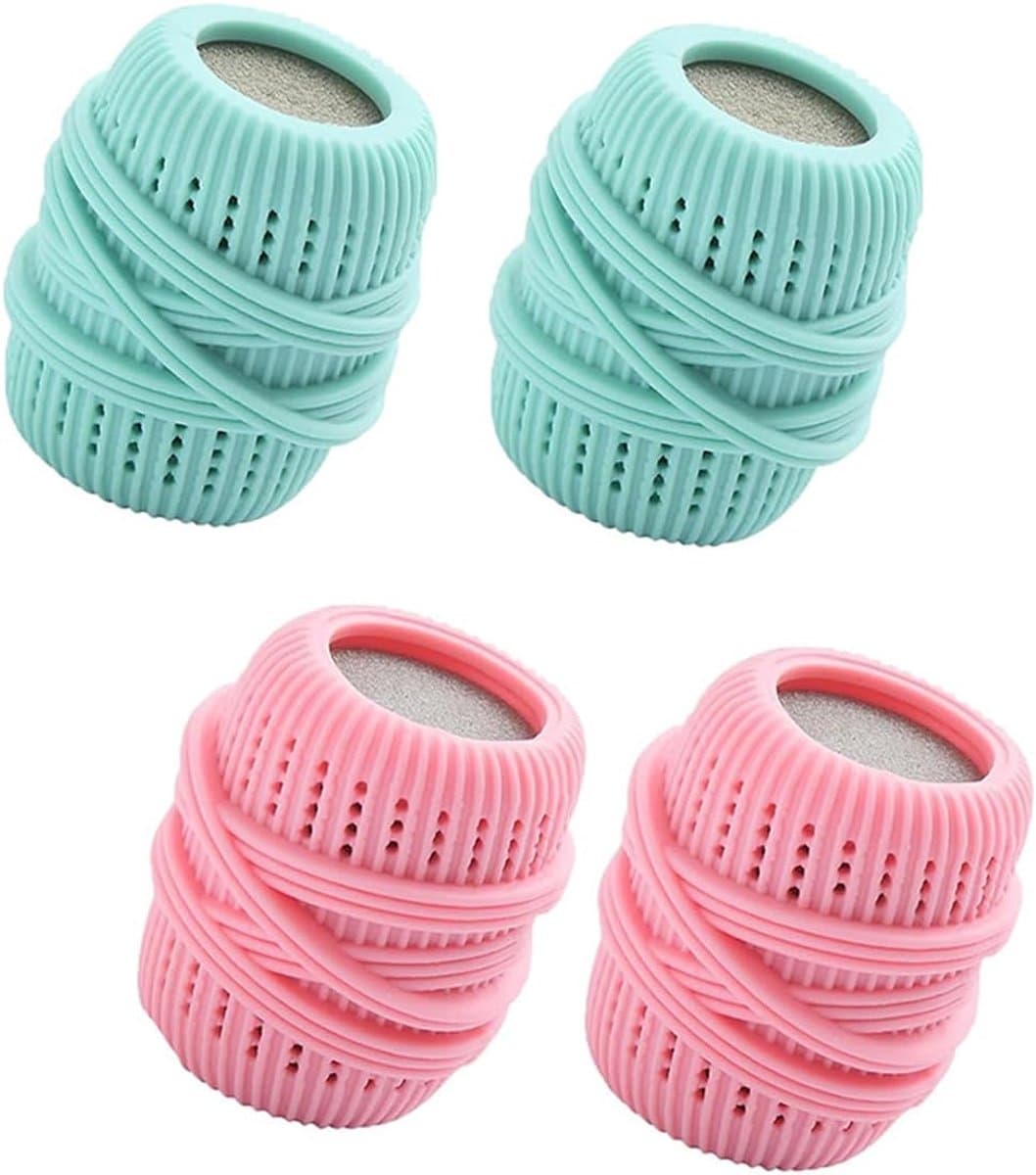 4-delige set met bolletjesdispensers voor vloeibare wasverzachter, bolletjesdispensers voor de wasmachine, wasbolletjes, bolletjes voor het bewaren van vloeistoffen, reinigingsmiddel, wasverzachter, reiniging — afbeelding 1
