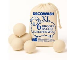 Thijox - Droogballen van wol XL [6-pack] – Natuurlijke herbruikbare wasverzachter, vermindert kreukels en droogtijd, milieuvriendelijk alternatief voo