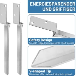 SnelShoppen - Set van 2 Swing Post Supports, L-Vormige 4 x 50 cm Impact Sleeves, Bodemankers van Gegalvaniseerd Staal voor Schommels en Houten Palen — thumbnail 5