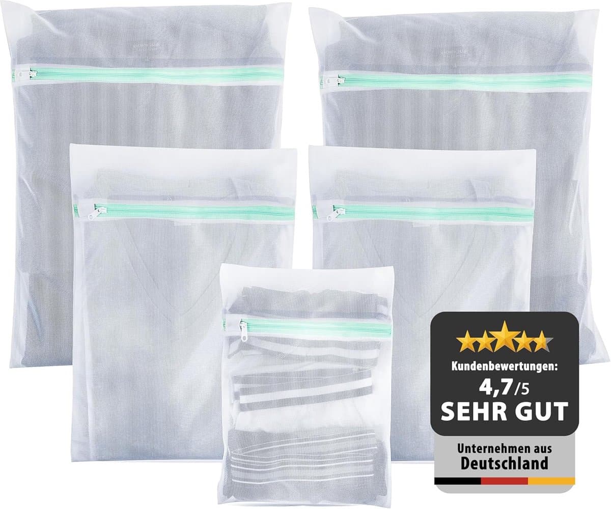 SnelShoppen - Mesh Waszakken voor Wasmachine - Set van 5 - Beschermt Kleding, Sokken, Lingerie, BH's, Schoenen - Hoogwaardige Wasnet met Rits - Waszak — afbeelding 1