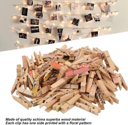 Mini Houten Wasknijpers - Kleine Knijpers Bloem - Kleding Ophangen - Uniek Bloemmotief - 100 Stuks - Houtkleur — thumbnail 3