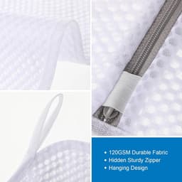 3 Stuks Duurzame Honingraat Mesh Waszakken voor Delicate Goederen met Rits, Herbruikbare Waszakken voor Kleding, Sokken en Ondergoed (30x40cm) — thumbnail 3
