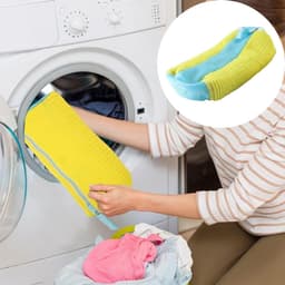 Dailygoods - 2 stuks schoenenwasmachinezakken voor droger en wasmachine, zachte vezels, 360° reiniging, herbruikbare waszak voor sneakers en tennisschoenen (geel) — thumbnail 2