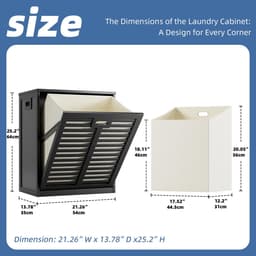 Solidchoice- Wasmandkast 63 Liter - Verwijderbare Waszak - Metalen Handgreep - Kantelbaar - Multifunctioneel Opbergproduct - Geschikt voor Keuken/Badkamer - Opbergkast — thumbnail 4