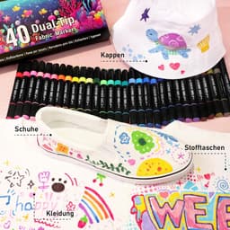 40 stuks textielstiften Dual Tip - wasmachinebestendig en permanent voor T-shirts, stoffen tassen, schoenen en meer - niet giftig, ideaal voor kinderen en volwassenen — thumbnail 4