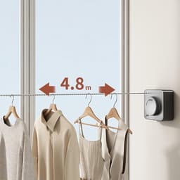 Intrekbare Waslijn - Uittrekbare Waslijn - Kleding Drogen - Geen Boor Installatie - 48 meter - Grijs — thumbnail 3