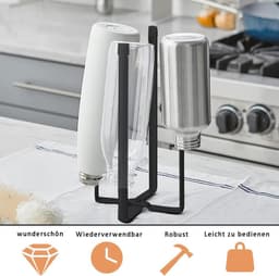 Flessen Droogrek Vouwbaar - Zwart Metaal - Antislip Onderkant - Ruimtebesparend voor Keuken - ShopVlot — thumbnail 4