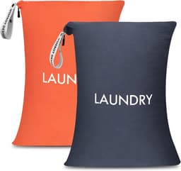 2 Pack Waszakken voor Vuilnis, Reiswaszak voor Kleding, Wasbare Nylon Zak voor Zwemkleding en Sportkleding — thumbnail 1