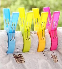 4x grote knijpers - XL wasknijpers - 15 cm - Strandhanddoek knijpers - Kunststof knijpers - Handdoek klemmen - Strand accessoires - Towel clips - Beach towel clips - Extra sterke knijpers - Jonyx — thumbnail 3