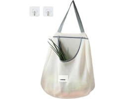 Herbruikbare Mesh Productenzakken - Netzakken Groenten Fruit - Keuken Organiseren - Ademend Materiaal - 45x10x40 cm - Grijs