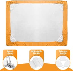 Bevestigingsbanden voor hoeslakens, 4-delige witte set, verstelbare elastische banden met metalen clips, geschikt voor lakens, matrashoezen en bankkussens. — thumbnail 4