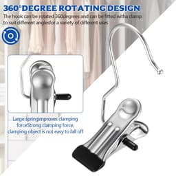 Dailygoods- Wasknijpers 26 Stuks - Roestvrij Stalen Klemmen - Antislip Kleerhanger Clips - 360° Draaibare Haak - Duurzaam en Lichtgewicht — thumbnail 2