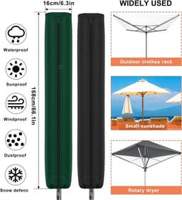 Dailygoods- Droogmolen-afdekking 165 cm - Robuuste Waterdichte Afdekking - UV-bestendig - Scheurvast - Met Ritssluiting/Trekkoord - Hoogwaardig 210D Oxford-weefsel - Wasrekhoes — thumbnail 5