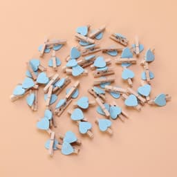 Mini Houten Clips - Was Knijpers Hartjes - Decoratie Foto's - Liefdevol Design - 50 Stuks - Blauw — thumbnail 5