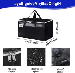 Grote waszakken met rits en labels, 105L stevige opbergzakken voor kleding, reizen en tuinaccessoires, extra groot (zwart, 4 stuks) — thumbnail 5