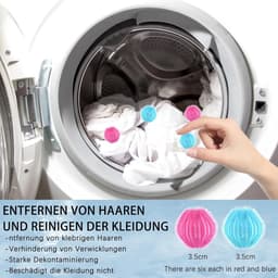 SnelShoppen - 12 Wasballen, Herbruikbare Anti-Haar Wasballen, Verwijdert Dierhaar, Microvezel, Voor Kleding en Beddengoed (Kleurmix) — thumbnail 3