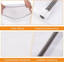 7 stuks wasnet voor wasmachine, waszak in 3 maten | Fijn- en grofmazige waszak, beschermt kleding, robuuste ritssluiting, herbruikbaar, wasbaar en geschikt voor de droger — thumbnail 2