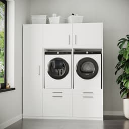 Wasophoogte® Wasmachine Kast Lyon - Wasmachine verhoger - Wasmachine ombouw - 700(D)*1780(B)*2110(H) mm - Wit — thumbnail 2
